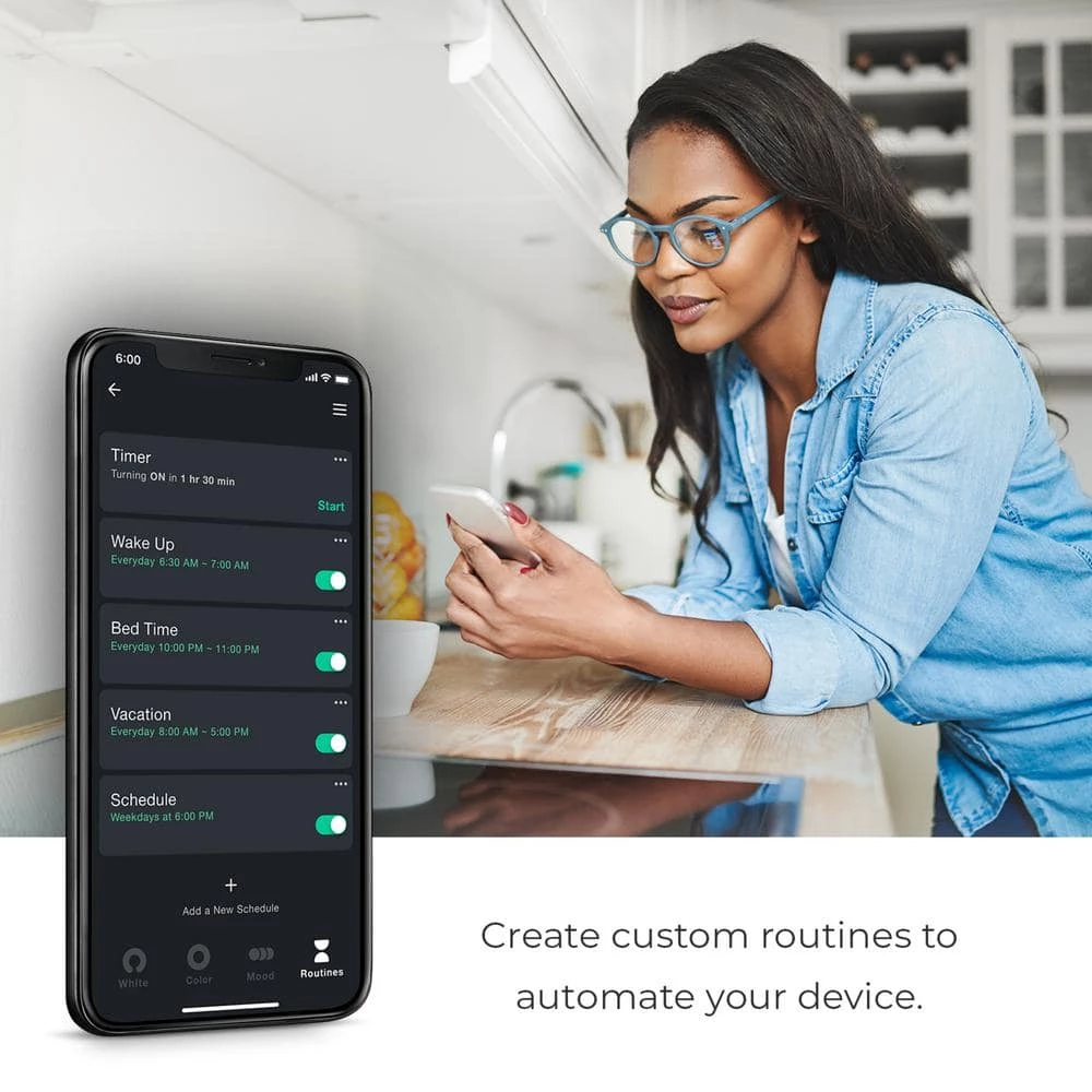 Wi-Fi Smart 4 in. Slim Baffle LED Recessed Lighting Kit 2-Pack, Multi-Color Changing RGB, Tunable White, Wet Rated by Globe Electric 6 Wi-Fi Smart 4 in. Slim Baffle LED Recessed Lighting Kit 2-Pack, Multi-Color Changing RGB, Tunable White, Wet Rated by Globe Electric - Image 6