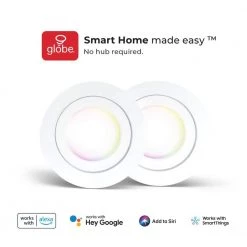 Wi-Fi Smart 4 in. Swivel LED Recessed Lighting Kit 2-Pack, Multi-Color Changing RGB, Tunable White, Wet Rated by Globe Electric 17 Wi-Fi Smart 4 in. Swivel LED Recessed Lighting Kit 2-Pack, Multi-Color Changing RGB, Tunable White, Wet Rated by Globe Electric -Deals Globe Electric Store globe electric recessed lighting kits 50467 d4 1000