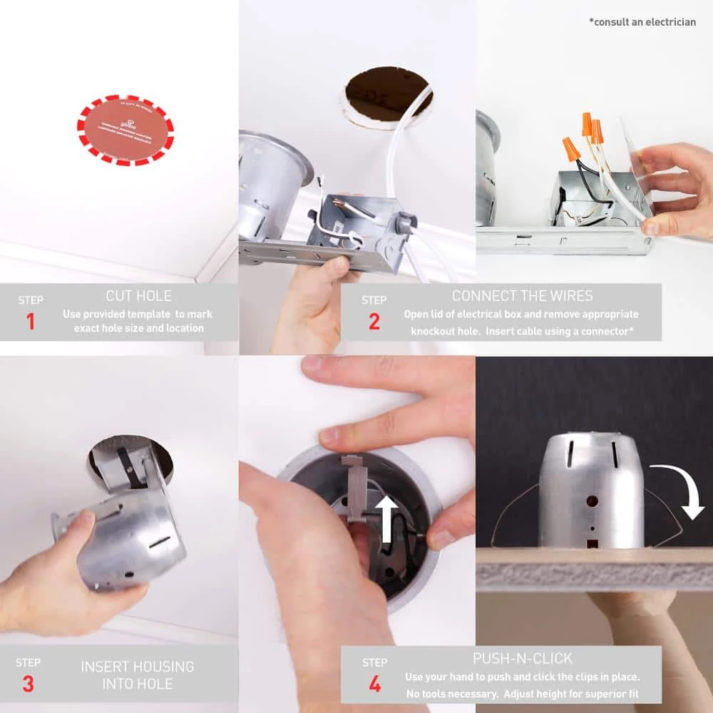 4 in. White Dimmable Recessed New Construction and Remodel Lighting Kit (10-Pack) by Globe Electric 8 4 in. White Dimmable Recessed New Construction and Remodel Lighting Kit (10-Pack) by Globe Electric - Image 8