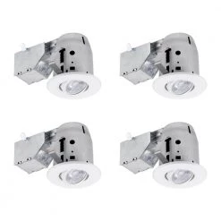 3 in. White IC Rated Dimmable Recessed Lighting Kit, LED Bulbs Included (4-Pack) by Globe Electric