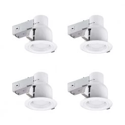 4 in. White Recessed Outdoor Baffle Lighting Kit Flood-Light (4-Pack) by Globe Electric