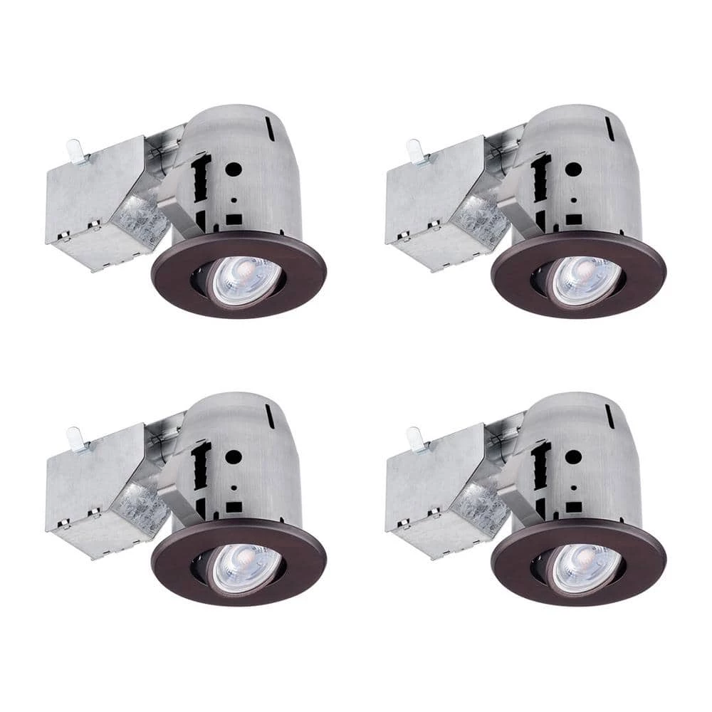 3 in. Oil-Rubbed Bronze Swivel Recessed Lighting Kit (4-Pack) by Globe Electric 1 3 in. Oil-Rubbed Bronze Swivel Recessed Lighting Kit (4-Pack) by Globe Electric