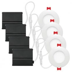 Slimline 3 in. White Finish Integrated LED Recessed Kit (4-Pack) by Globe Electric