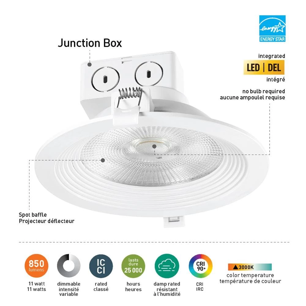 6 in. White New Construction and Remodel Integrated LED Recessed Lighting Kit (4-Pack) by Globe Electric 2 6 in. White New Construction and Remodel Integrated LED Recessed Lighting Kit (4-Pack) by Globe Electric - Image 2