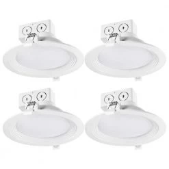 6 in. White New Construction and Remodel Integrated LED Recessed Lighting Kit (4-Pack) by Globe Electric