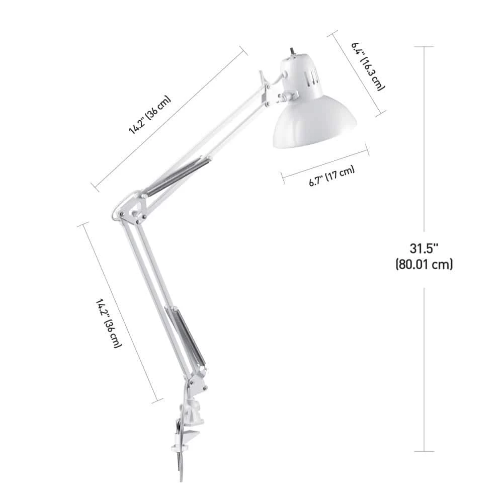 Architect 31.5 in. Glossy White Clamp-On Desk Lamp by Globe Electric 6 Architect 31.5 in. Glossy White Clamp-On Desk Lamp by Globe Electric - Image 6