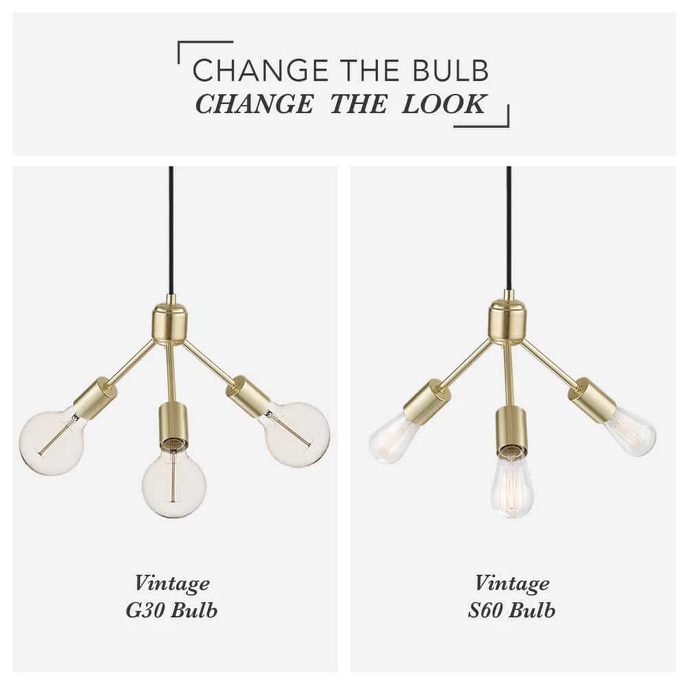 3-Light Gold Chandelier with Matte Black Cloth Cord by Globe Electric 6 3-Light Gold Chandelier with Matte Black Cloth Cord by Globe Electric - Image 6