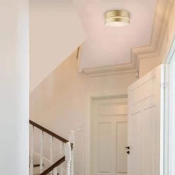 Aurora 2-Light Flush Mount Ceiling Light, Soft Gold, Inner Frosted Shade by Globe Electric -Deals Globe Electric Store gold globe electric flush mount lights 60754 1f 1000