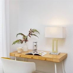 D'Alessio 20 in. Gold Table Lamp with White Linen Shade and Faux Marble Base, CEC Title 20 LED Bulb Included by Globe Electric -Deals Globe Electric Store gold globe electric table lamps 91000551 31 1000