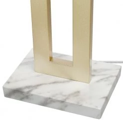 D'Alessio 20 in. Gold Table Lamp with White Linen Shade and Faux Marble Base, CEC Title 20 LED Bulb Included by Globe Electric -Deals Globe Electric Store gold globe electric table lamps 91000551 4f 1000