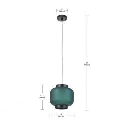 Laguna 1-Light Green Glass Pendant with CEC Title 20 LED Bulb Included by Globe Electric -Deals Globe Electric Store green globe electric chandeliers 64953 44 1000