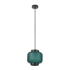 Laguna 1-Light Green Glass Pendant with CEC Title 20 LED Bulb Included by Globe Electric