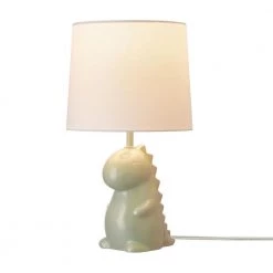 Tommy Dinosaur 16 in. Green Ceramic Table Lamp with White Cotton Shade by Globe Electric -Deals Globe Electric Store green globe electric table lamps 91002859 44 1000