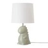 Tommy Dinosaur 16 in. Green Ceramic Table Lamp with White Cotton Shade by Globe Electric