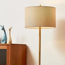 62 in. Light Faux Wood Floor Lamp with Jute Shade, On/Off Rotary Switch on Socket by Globe Electric -Deals Globe Electric Store light faux wood globe electric floor lamps 91002848 31 1000