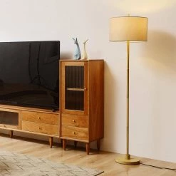 62 in. Light Faux Wood Floor Lamp with Jute Shade, On/Off Rotary Switch on Socket by Globe Electric -Deals Globe Electric Store light faux wood globe electric floor lamps 91002848 4f 1000