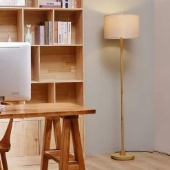 62 in. Light Faux Wood Floor Lamp with Jute Shade, On/Off Rotary Switch on Socket by Globe Electric -Deals Globe Electric Store light faux wood globe electric floor lamps 91002848 c3 1000