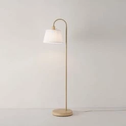 68 in. Light Faux Wood Floor Lamp with White Pattern Shade, On/Off Rotary Switch on Socket by Globe Electric -Deals Globe Electric Store light faux wood globe electric floor lamps 91002849 44 1000