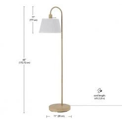 68 in. Light Faux Wood Floor Lamp with White Pattern Shade, On/Off Rotary Switch on Socket by Globe Electric -Deals Globe Electric Store light faux wood globe electric floor lamps 91002849 66 1000