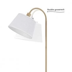 68 in. Light Faux Wood Floor Lamp with White Pattern Shade, On/Off Rotary Switch on Socket by Globe Electric -Deals Globe Electric Store light faux wood globe electric floor lamps 91002849 fa 1000