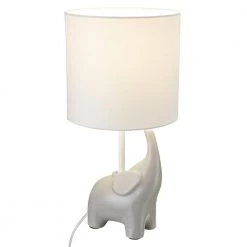 Ellie 16.5 in. Light Gray Ceramic Elephant Table Lamp with White Fabric Shade and On/Off Switch on Socket by Globe Electric -Deals Globe Electric Store light gray globe electric table lamps 67501 44 1000