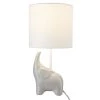 Ellie 16.5 in. Light Gray Ceramic Elephant Table Lamp with White Fabric Shade and On/Off Switch on Socket by Globe Electric