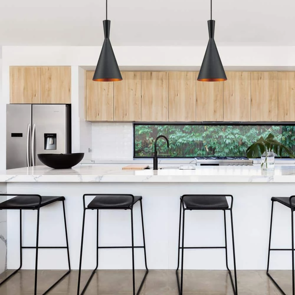 Mira 1-Light 63 in. Matte Black and Gold Hourglass Pendant by Globe Electric 5 Mira 1-Light 63 in. Matte Black and Gold Hourglass Pendant by Globe Electric - Image 5