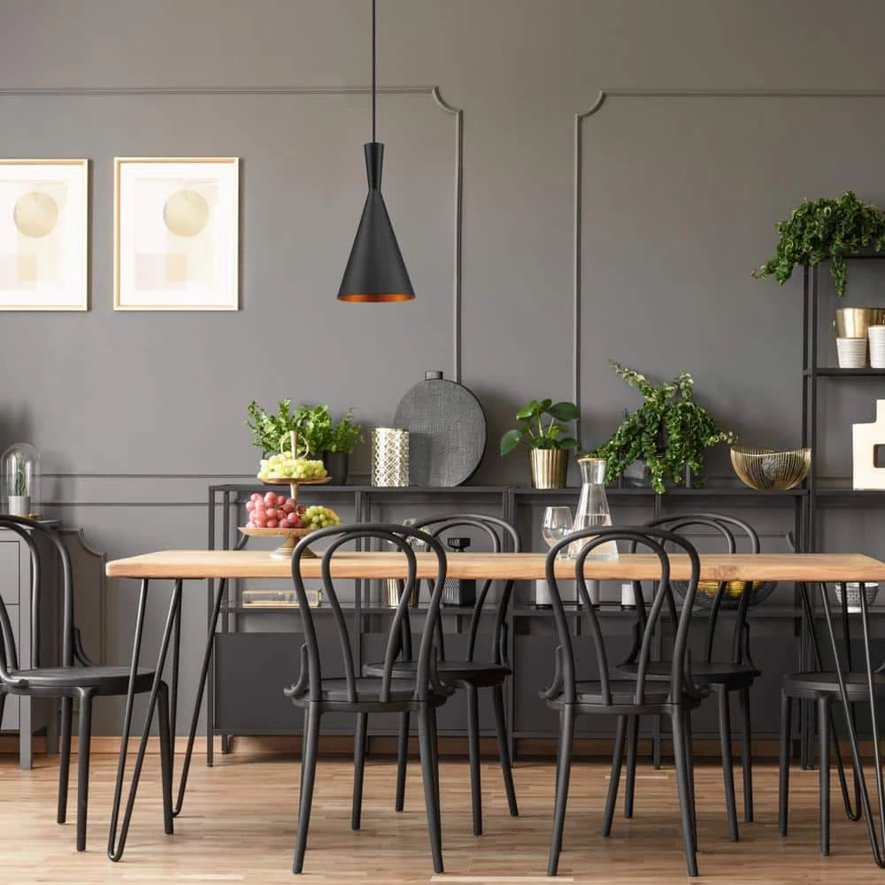 Mira 1-Light 63 in. Matte Black and Gold Hourglass Pendant by Globe Electric 2 Mira 1-Light 63 in. Matte Black and Gold Hourglass Pendant by Globe Electric - Image 2