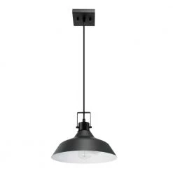 Sutton 1-Light Matte Black Indoor Pendant Lighting with Textured Socket by Globe Electric