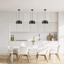 Emerson 1-Light Matte Black Pendant Light with Matte Brass Accents and Woven Fabric Hanging Cord by Globe Electric -Deals Globe Electric Store matte black globe electric chandeliers 44846 1f 1000