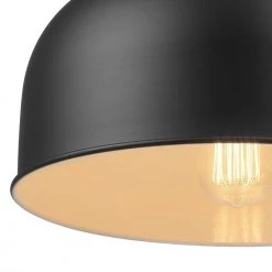 Emerson 1-Light Matte Black Pendant Light with Matte Brass Accents and Woven Fabric Hanging Cord by Globe Electric -Deals Globe Electric Store matte black globe electric chandeliers 44846 76 1000