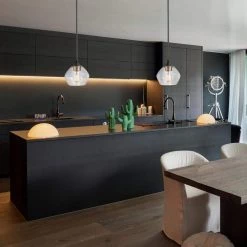 Harrow 1-Light Matte Black Pendant with Clear Glass Shade by Globe Electric -Deals Globe Electric Store matte black globe electric chandeliers 60312 1f 1000