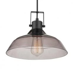 Sutton 1-Light Matte Black Pendant with Smoke Glass Shade by Globe Electric -Deals Globe Electric Store matte black globe electric chandeliers 60329 1f 1000