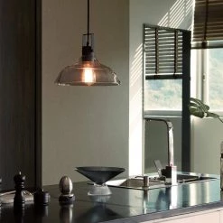 Sutton 1-Light Matte Black Pendant with Smoke Glass Shade by Globe Electric -Deals Globe Electric Store matte black globe electric chandeliers 60329 c3 1000