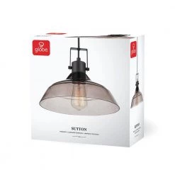 Sutton 1-Light Matte Black Pendant with Smoke Glass Shade by Globe Electric -Deals Globe Electric Store matte black globe electric chandeliers 60329 fa 1000