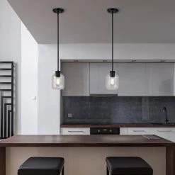 Middleton 1-Light Matte Black Pendant Lighting with Clear Glass Shade by Globe Electric -Deals Globe Electric Store matte black globe electric chandeliers 60331 4f 1000