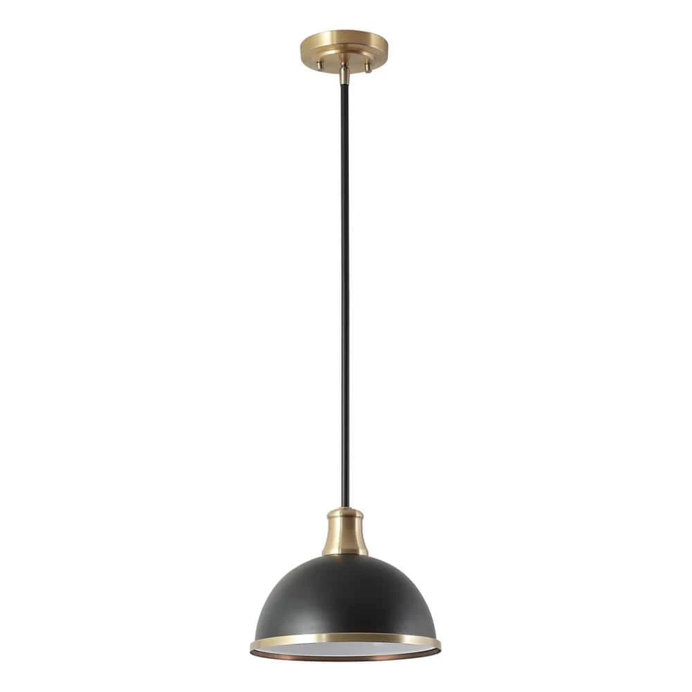 Beckett 1-Light Matte Black Pendant Light with Metal Shade and Matte Brass Accents by Globe Electric 1 Beckett 1-Light Matte Black Pendant Light with Metal Shade and Matte Brass Accents by Globe Electric