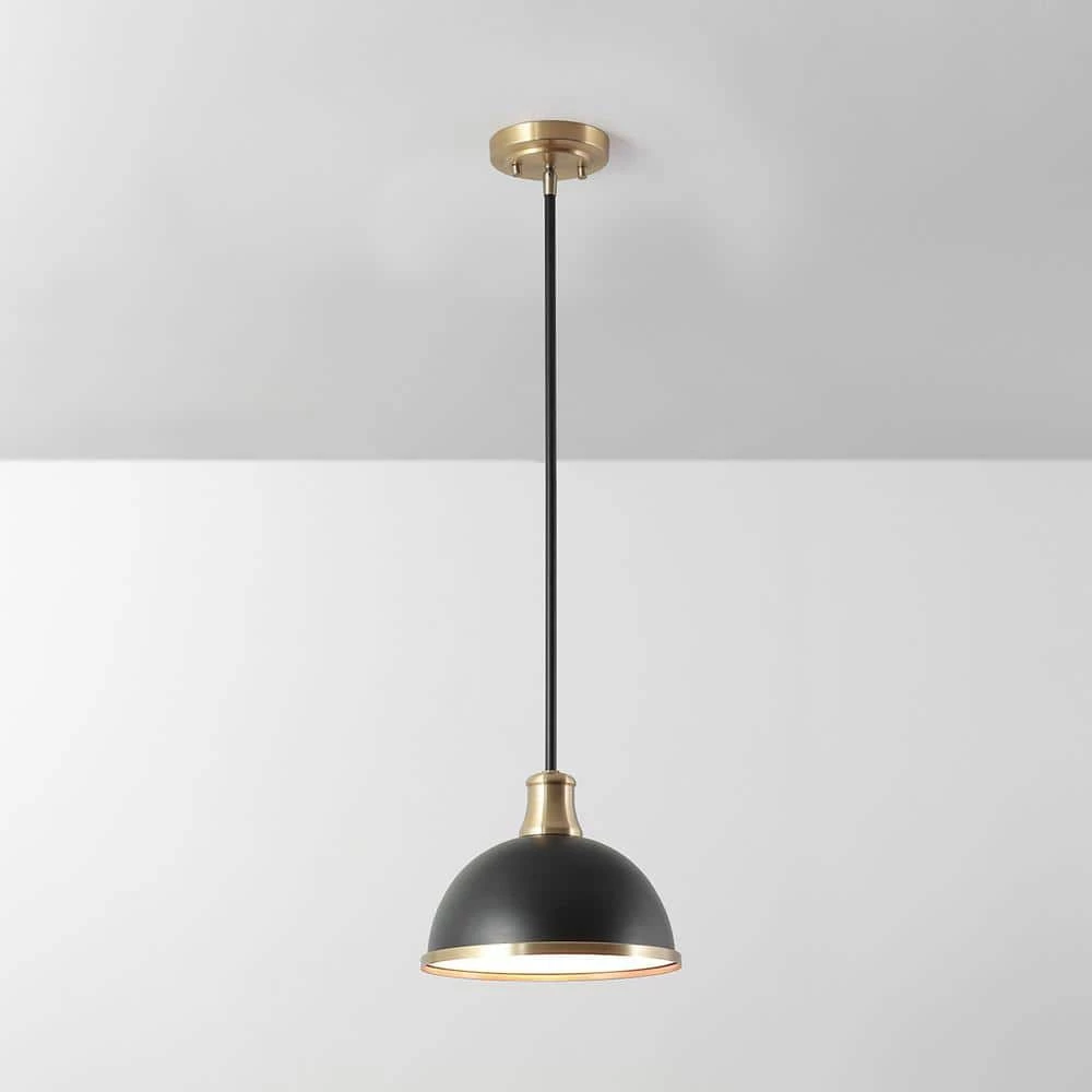 Beckett 1-Light Matte Black Pendant Light with Metal Shade and Matte Brass Accents by Globe Electric 4 Beckett 1-Light Matte Black Pendant Light with Metal Shade and Matte Brass Accents by Globe Electric - Image 4