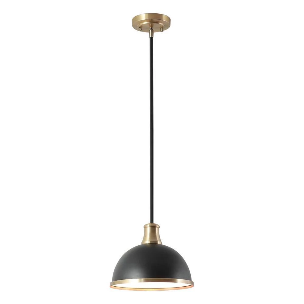 Beckett 1-Light Matte Black Pendant Light with Metal Shade and Matte Brass Accents by Globe Electric 8 Beckett 1-Light Matte Black Pendant Light with Metal Shade and Matte Brass Accents by Globe Electric - Image 8