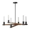 Walken 6-Light Matte Black Chandelier with Faux Wood Accents by Globe Electric