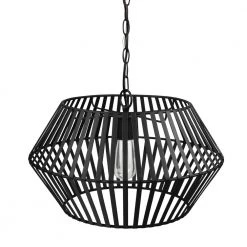Juliet 1-Light Matte Black Chandelier with Caged Metal Shade by Globe Electric -Deals Globe Electric Store matte black globe electric chandeliers 60598 1f 1000