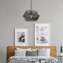 Juliet 1-Light Matte Black Chandelier with Caged Metal Shade by Globe Electric -Deals Globe Electric Store matte black globe electric chandeliers 60598 31 1000