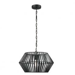 Juliet 1-Light Matte Black Chandelier with Caged Metal Shade by Globe Electric