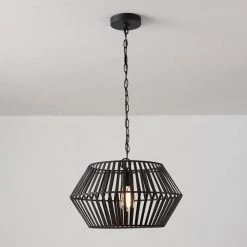 Juliet 1-Light Matte Black Chandelier with Caged Metal Shade by Globe Electric -Deals Globe Electric Store matte black globe electric chandeliers 60598 c3 1000