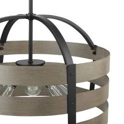 Maddox 3-Light Matte Black Chandelier with Faux Wood by Globe Electric -Deals Globe Electric Store matte black globe electric chandeliers 60803 4f 1000