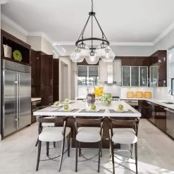 Harrow 5-Light Matte Black Chandelier with Gold Accent Sockets and Clear Glass Shades by Globe Electric -Deals Globe Electric Store matte black globe electric chandeliers 60872 1f 1000