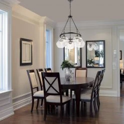 Harrow 5-Light Matte Black Chandelier with Gold Accent Sockets and Clear Glass Shades by Globe Electric -Deals Globe Electric Store matte black globe electric chandeliers 60872 4f 1000