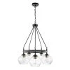 Harrow 5-Light Matte Black Chandelier with Gold Accent Sockets and Clear Glass Shades by Globe Electric