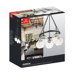Harrow 5-Light Matte Black Chandelier with Gold Accent Sockets and Clear Glass Shades by Globe Electric -Deals Globe Electric Store matte black globe electric chandeliers 60872 76 1000