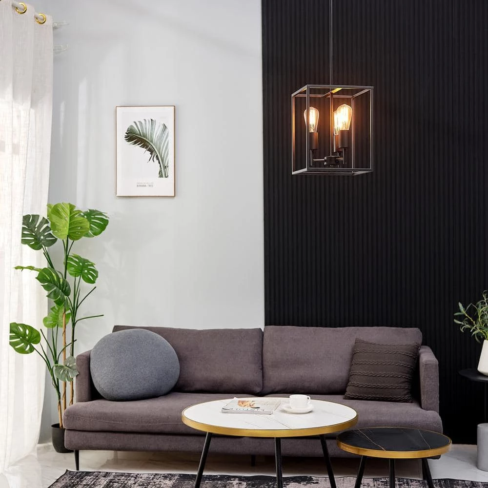 Heath 3-Light Matte Black Convertible Chandelier to Flush Mount Ceiling Light by Globe Electric 5 Heath 3-Light Matte Black Convertible Chandelier to Flush Mount Ceiling Light by Globe Electric - Image 5